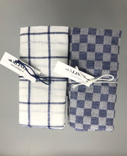Lade das Bild in den Galerie-Viewer, 2er Set Leinen-Geschirrhandtuch Axlings blau